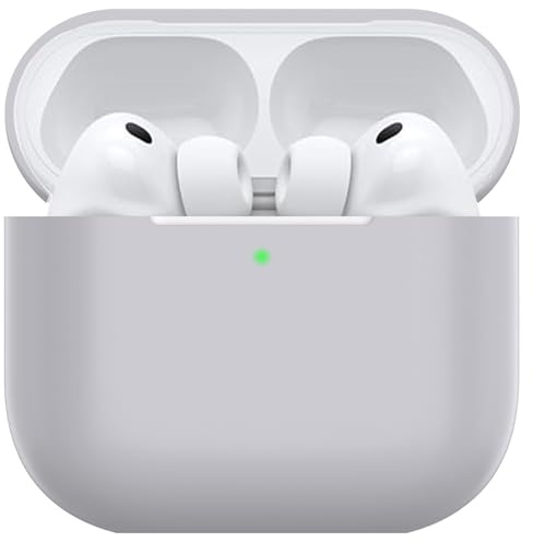 Nemteur Hülle für AirPods Pro 3, Thin Schützende Silikon Case für Air Pods Pro 3 2025 (USB-C) Skin Front LED Sichtbar Silicone Cover, Grau