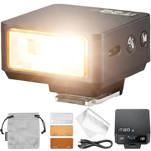 Godox iT20-R TTL Mini-Blitz für Ricoh GR III GR IIIx GR III HDF | 1,5 s Blitzfolgezeit, USB-C, magnetischer Lichtverteiler + 2 Farbfilter, M/TTL-Schnellwechsel, 1/32–1/1 für Reise & Street