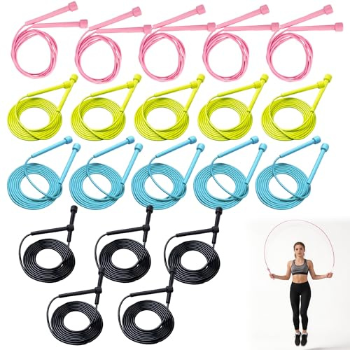 20PCS Skipping Ropes for Adults Kids, Adjustable, Multicolor | Long Jump Rope for Exercise Fitness Boxing, Weight Loss, School Outdoor Activity Game, Blue/Pink/Black/Yellow