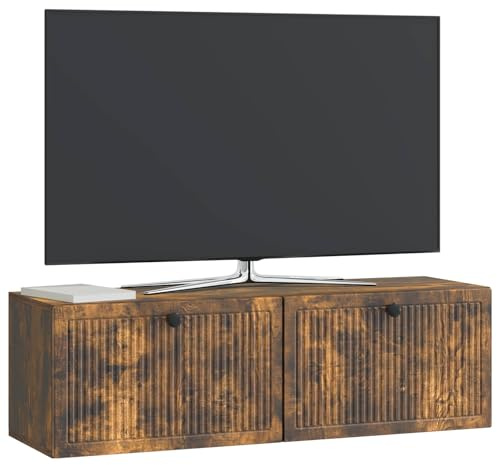 vidaXL Wandmontierter TV-Schrank Geräucherte Eiche 98 x 31 x 30 cm, Moderner Wohnraum, rechteckiger TV-Schrank, viel Stauraum, Wandmontage, kompakter Organizer fürs Zuhause