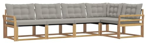 vidaXL Outdoor-Sofagarnitur mit Kissen 5 pcs Weiß und Hellgrau, Moderne Gartenmöbel, Sofa-Kollektion und robuste Terrassenbestuhlung, gemütliche Lounge-Einheit