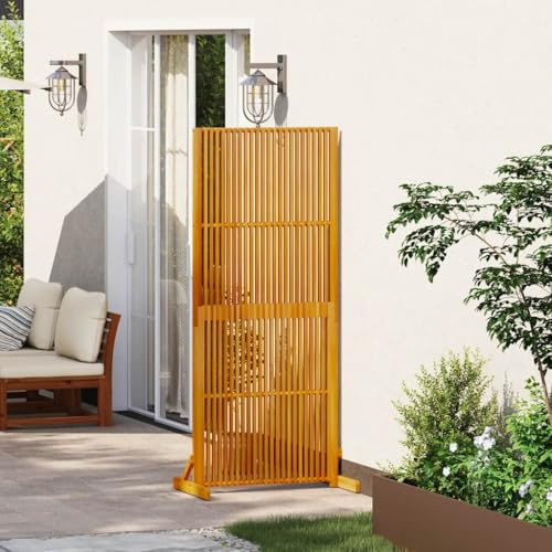 Kaloriko Brise-vue intérieur et extérieur - 180,5 cm - En bois massif d'acacia - Design à lamelles - Autonome - Robuste - Durable - Pour jardin, terrasse, salon, bureau - 79,5 x 50 x 180,5 cm - Avec