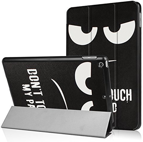 Smart Cover Hülle für Apple iPad 2017 2018 9,7 Schutzhülle Flip Case aufstellbare Tasche Bookstyle + GRATIS Stylus Touch Pen (Don´t touch my Pad)