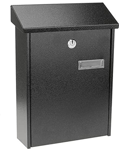 PrimeMatik - Briefkasten Postkasten metallische Schwarze Farbe für wallmount 235 x 75 x 315 mm