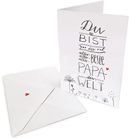 Vatertagskarte - Glückwunschkarte für den besten Papa der Welt - Grußkarte oder Dankeschön Karte zu Vatertag, Geburtstag, Klappkarte mit Leinenstruktur inkl. Umschlag