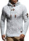 Leif Nelson Herren Strickpullover mit Kapuze Grau/Hochwertiger Winterpullover in Regular Fit, ideal für Casual und Business, Langarm Größe L