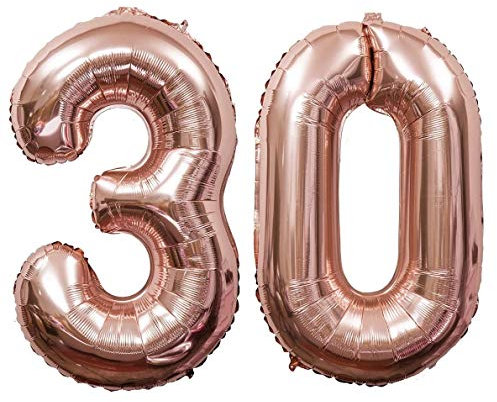 Meowoo Helium Luftballon 30 Geburtstag 100CM Folienballon Zahl 30 Geburtstag Party Dekoration Supplies (Rose-Gold Num 30)