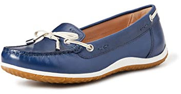 Geox Femme D Vega Moc B Mocassins, Blue/Skin, 36 EU