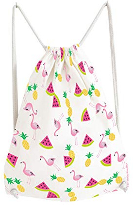 Infinite by GEDA Labels (INFKH) Flamingo Früchte Turnbeutel 42 cm, Bunt