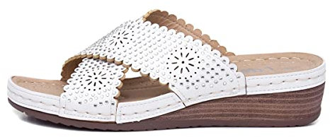 Lilley Sybil Womens White Slip On Wedge Sandal - Size 6 UK - White