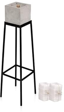 Betonfeuer® der Beske-Manufaktur inklusive Ständer (pulverbeschichtet) und Nachfüllwachs im Komplettset | Für Betonfeuer 'Kea' (13x13x13cm) | Gartenfackel Feuerstelle Dauerdocht Kerze Tischfeuer