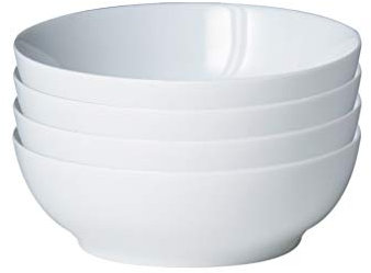 Denby WHT-005/4 Set of 4 Cereal Bowls Set, Porcelain, White Neutral