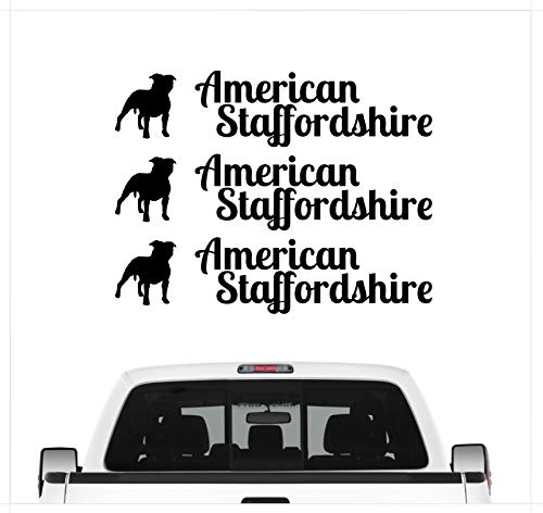 siviwonder American Staffordshire Terrier - 3er Set Auto Aufkleber Autoaufkleber Hundemotiv Hundeaufkleber autoaufkleber Hund Folie Aufkleber schwarz