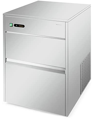 Klarstein Powericer Premium Edition XXXL - Maquina de hielo industrial, Fabricadora de cubitos, Capacidad 50kg/24 hs, Depósito 10kg, Revestimiento anti-olores, Sabor neutro, Puerta aisladora