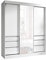 FurnitureByJDM Kleiderschrank mit Spiegel – 3 Schiebetüren, 2 Kleiderstangen & 3 Schubladen – Schiebetürenschrank 180 cm Breit - Haiti (Weiß/Weiß)