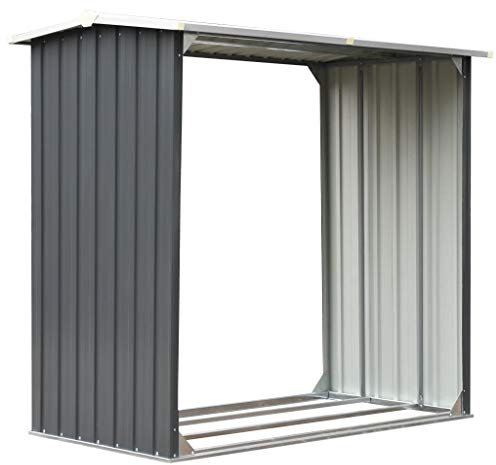 Tidyard Brennholzlager Kaminholzunterstand Kaminholzregal Holzlager Feuerholzregal Brennholzregal Feuerholz-Lagerschuppen Verzinkter Stahl 172 x 91 x 154 cm Grau