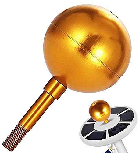 GEZICHTA 7,6 cm goldene goldene Kugel-Fahnenmast-Endstück-Aufsatz aus Aluminiumlegierung, Ornament, Ersatz für 6 / 65 / 76 cm Fahnenmast für den Außenbereich