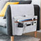 Betoores Armlehne Organizer für Sofa Couch, Stuhl, Sessel, rutschfeste TV-Fernbedienungshalter mit 5 Taschen für Zeitschriften, Bücher, Handy, iPad - Hellgrau