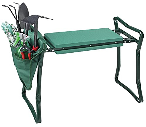 Valex 1486109 Komplett-Set mit 6 Gartengeräten mit Hocker und Werkzeugtasche
