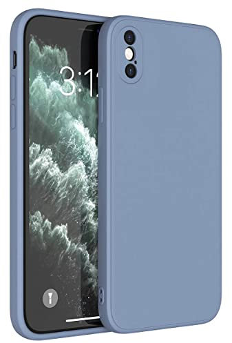 Mixroom - Coque étui pour iPhone X protection couvre appareil photo en silicone TPU mat avec bords plats couleur bleu acier
