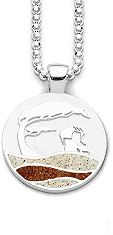 DUR Schmuck Anhänger Strandwellen STRANDSAND LOGO Bernsteinsand Silber 925/- rhodiniert (P3962)