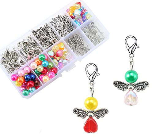 HERZWILD 50 sets schutzengel selber machen set Schlüsselanhänger Engel Charme Perlenengel Anhänger für DIY Hochzeit Schmuck Halskette Basteln (A2)