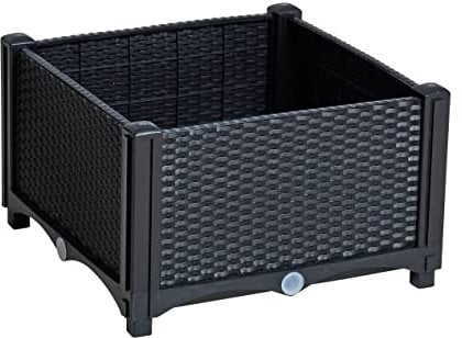 ESTEXO Blumenbeet Hochbeet Gemüsebeet 40x40x26 cm Pflanzbeet Polyrattan Pflanzkasten Schwarz