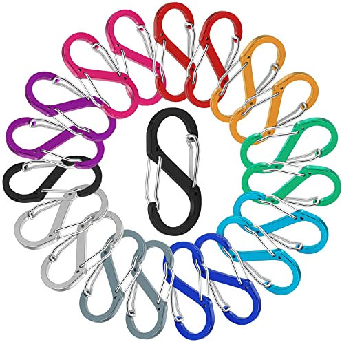 S Karabiner Klein Karabinerhaken Aluminium Schlüsselanhänger Mini Carabiner 20 Stück Für Camping/Angeln/Sport Im Freien (Bunt)