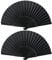 Folding Hand Fans, 2 Pcs Handheld Folding Fan, Black Folding Hand Fan for Women Men, Chinese Silk Fabric Handheld Fan for Wedding Party Decoration Birthday Gifts