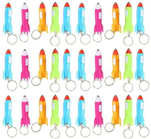 30Pcs Portachiavi Luminosi a Forma Di Razzo | Gadget Creativi Per Compleanni E Feste Per Bambini | Decorazioni Da Appendere Per Borse (Colore casuale)