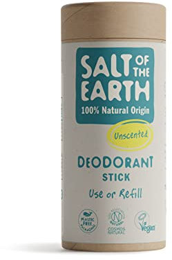 Salt of the Earth - Natural Deodorant Stick Refill - Unscented - 100% Natural Origin Ingredients, Vegan & Long Lasting Protection, Leaping Bunny Approved, UK Made for Men, Women & Kids - 75g