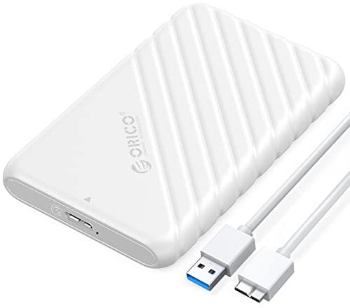 ORICO Case HDD 2.5 SATA USB 3.0, Case Hard Disk per HDD e SSD 9.5mm e 7mm, Supporto UASP, TRIM,Nessuno Strumento Richiesto(Bianco)