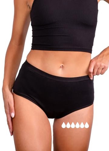 Taynie Comfort Ultra stark Periodenunterwäsche Starke Blutung - Periodenwäsche - Menstruationsunterwäsche - ersetzt 6 Tampons, Periodenslip Tragedauer bis 12 Std., waschbar bis 60°C (44, Schwarz)