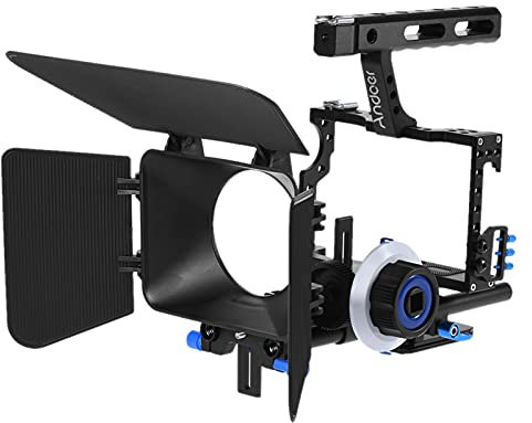 Andoer C500 Camera Camcorder Video Cage Rig Kit Film Making System with Matte Box, Follow Focus, Handle, 15mm Rod for Panasonic GH4 for Sony A7S/A7/A7R/A7RII/A7SII/A7IV ILDC Mirrorless Camera