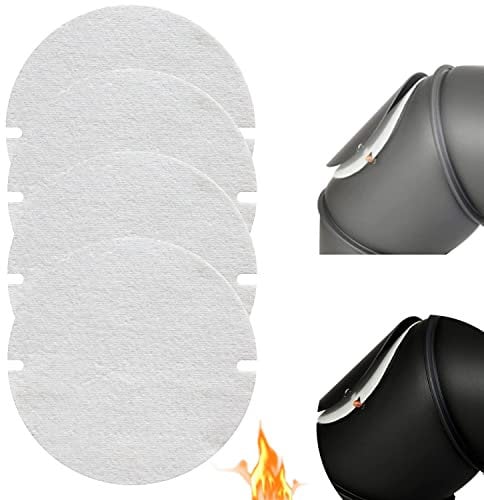 Beekeg 4 Stücke Flam Dichtung (Ofenrohr Dichtung),Flachdichtung,Dichtungen für Ofenrohr-klappen,Hitzebeständig bis 1400°C,Rohrdichtung zum Zuschneiden, Passend für Rohre mit Ø 120-150 mm