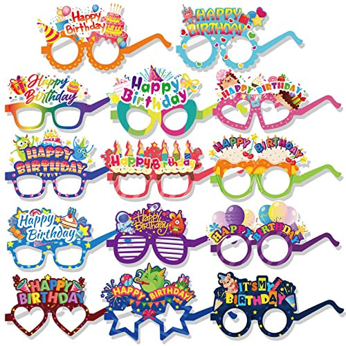 HOWAF 28 Alles Gute zum Geburtstag Partybrille, Happy Birthday Papier Partybrillen Geburtstag Partybrillen Spassbrillen Erwachsene Kinder Foto Requisiten Geburtstag Fotobox Accessoires Geburtstag Deko