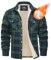 MAGCOMSEN Veste d'hiver pour homme - Doublée - Veste thermique à carreaux - Chemise de loisirs avec plusieurs poches - En coton - Chaude, vert, L