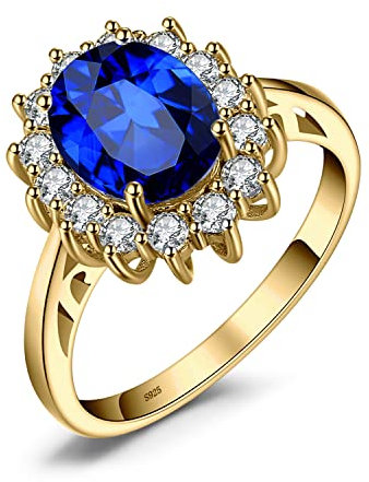 JewelryPalace Prinzessin Diana Kate Middleton 3.2ct Erstellt Saphir Ringe Gold, Verlobungsring Eheringe Promise Verlobung Ring Silber 925 Damen, Silberringe Antragsring Ringe, Damen Schmuck 55