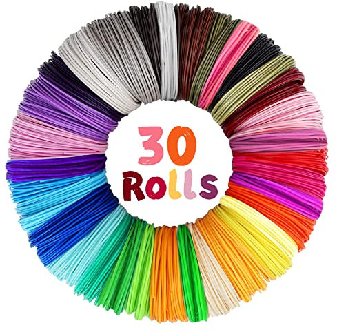 30 Rollen 3D Stift Filament PLA 1.75mm, je 5M 3D Pen PLA Filament Packung 3D Druckerstift Filament-Nachfüllungen Hochpräziser Durchmesser Filament für 3D Stift 3D Pen, Mehrere Farben
