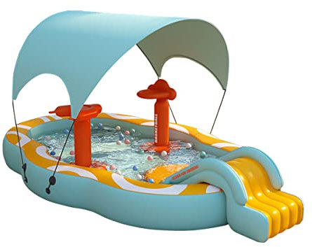 Fayelong Kids Inflatable Swimming Pool with Full Canopy and Slide Above Ground Portable Pool for Toddlers Indoor & Outdoor Backyard Fun, Garden Backyard Water Park (3m/3Layers)