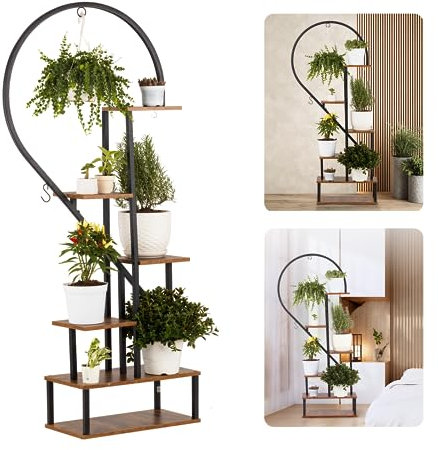 IDZO Metal Plant Stand, Heart Shape Ladder Plant Stands for Indoor Plants Multiple, Black Plant Shelf Rack for Home Patio Lawn Garden (1 Pack)