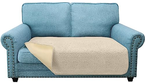Granbest Super Soft Dicke Loveseat Sofa Kissenbezüge, Rutschfeste Sitzbezüge für 2-Sitzer Sofa, Couch Kissenbezug für Haustiere (2-Sitzer, Beige)