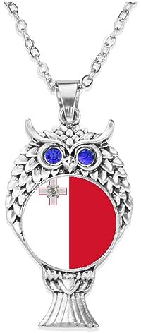 Gufo Animale Ciondolo Collana Gioielli,Modello Croce Rosso Bianco Malta Bandiera Creativo Gioielli Catene,Maglione Collana Per Donne E Ragazze Regalo Europa America Accessori Di Stile,Immagine,50