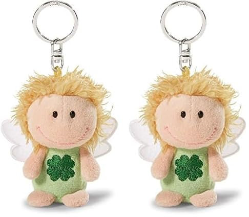 NICI Schlüsselanhänger Schutzengel „Ich bring dir Glück“, Glücksbringer Engel mit Kleeblatt für Schlüsselband, Schlüsselbund & Schlüsselkette I 34553, 7 cm (Packung mit 2)