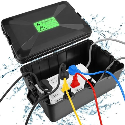 CRIOLPO Kabelbox Wasserdicht-32x22x13cm, IP54 Aussensteckdose Wasserdicht Verteilerdose, Wetterfeste Steckerabdeckung zum Schutz von Steckdosenleiste Aussen Verlängerungskabel-Sockel Nicht enthalten