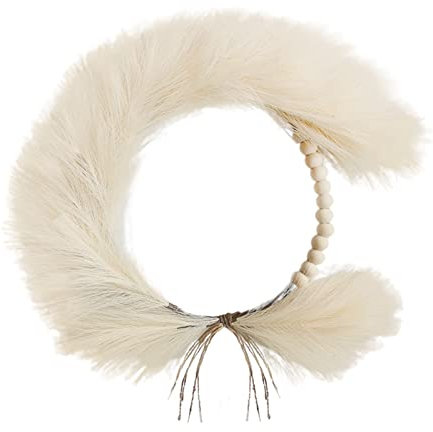 11 Zoll künstlicher Pampasgras-Kranz, künstlicher Pampas-Holzperlen-Kranz, Boho-Stil, Deko-Kranz, ganzjähriger Kranz für Innen- und Außendekoration, Einweihungsgeschenk, Geburtstagsgeschenk (#1) (#1)