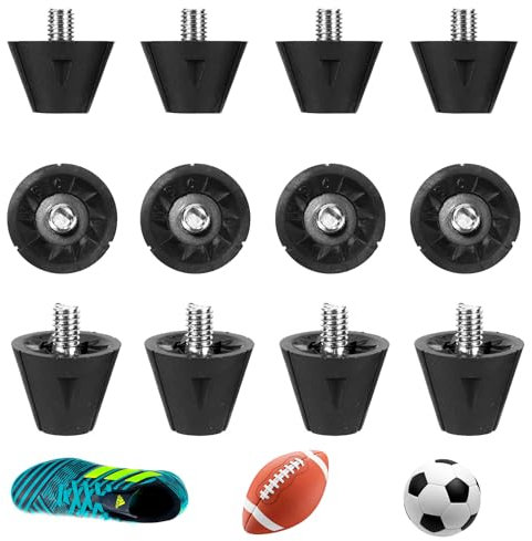 OUZHOU 12PCS Football Studs, Metal Studs Football Boots, Replacement Rugby Boots Studs, Replacement Football Studs Rubber Football Studs Nylon Rugby Studs Boys Adult Shoes, 2 Sizes Black