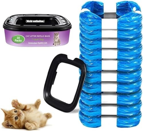 Nachfüllbeutel für Katzenstreu, 4,5 m Nachfüllbeutel für Litter Locker, 10 Stück Nachfüllbehälter für Katzenstreu kompatibel mit Litter Locker Nachfüllkassette (ohne Kartusche)