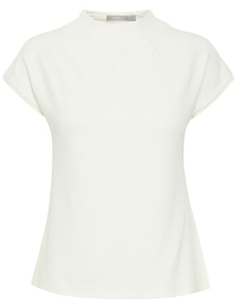 fransa FRZASKATER Damen T-Shirt Kurzarm Shirt Rundhalsausschnitt Kurze Ärmel mit überschnittener Schulter und hochabschließendem Kragen, Größe:XL, Farbe:Antique (60010)