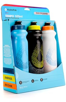 HydraPak Tempo Bottle 3-Pack - Bouteille d'eau de course à main (525ml) - Conçue pour les coureurs, l'entraînement au marathon et le jour de la course, parfaite pour l'hydratation